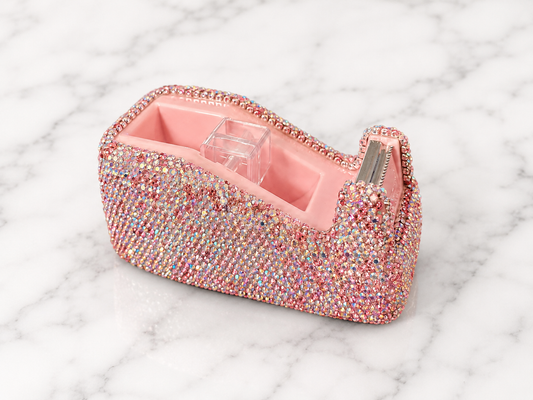 Bling Bling!! Rhinestone Tape Dispenser – Pink Crystal Desktop Tape Holder