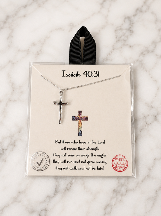Necklaces - Isaiah 40:31 Cross Necklace – Available in Gold or Silver