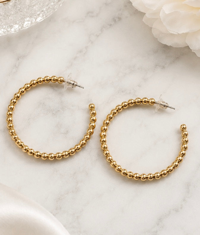 Earrings - 2” Beaded Hoop Earrings - available in gold or silver