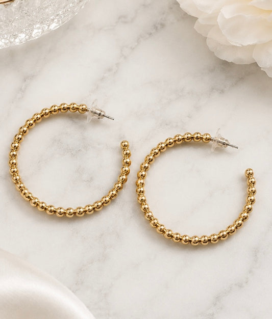 Earrings - 2” Beaded Hoop Earrings - available in gold or silver