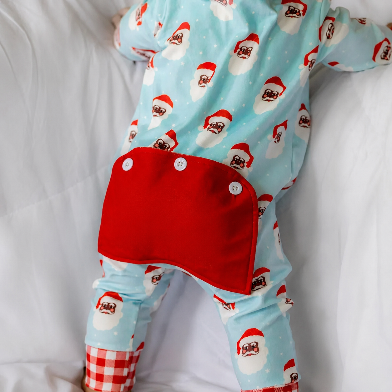 Clothing for Baby Boy - Baby Buttflap Pajamas - Vintage Black Santa Holiday Lounge