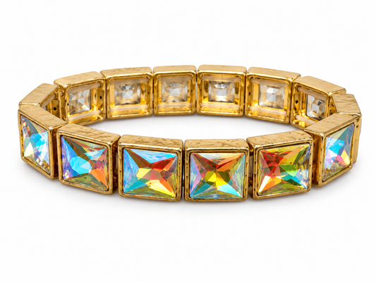 Bracelet - Date Night Square Gemstone Stretch Bracelet