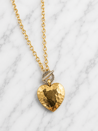 Necklace - Hammered Heart Pendant Necklace