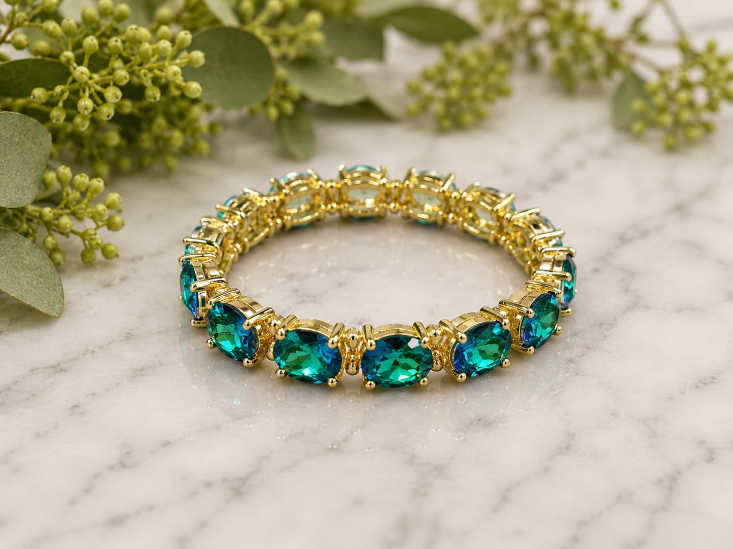 Cushion Cut Glass Stretch Bracelet - available in 6 colors/styles