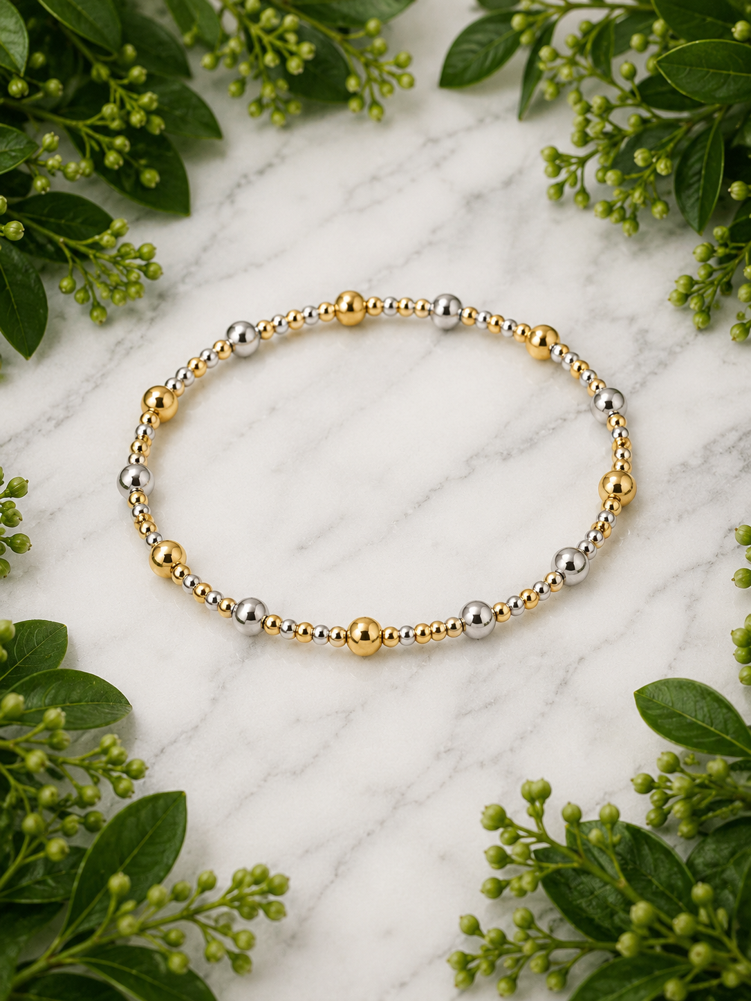 Classic Beaded Stretch Bracelet Collection | Gold, Silver, Mixed Metal &amp; Pearl | Stackable Boutique Bracelets - available in 8 styles