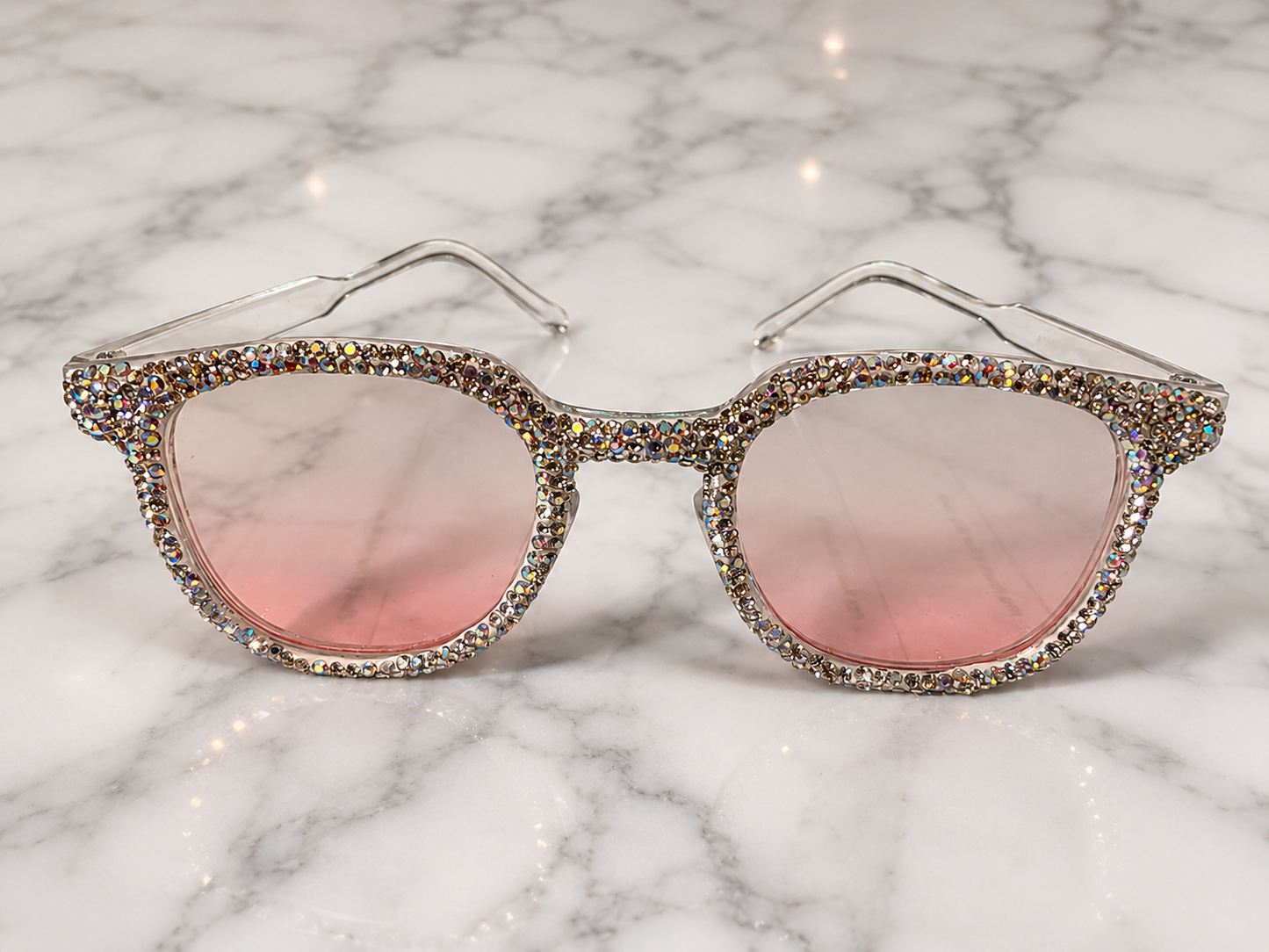 Bling Bling!! Luxe Rhinestone Sunglasses – Pink Ombré Crystal Statement Shades
