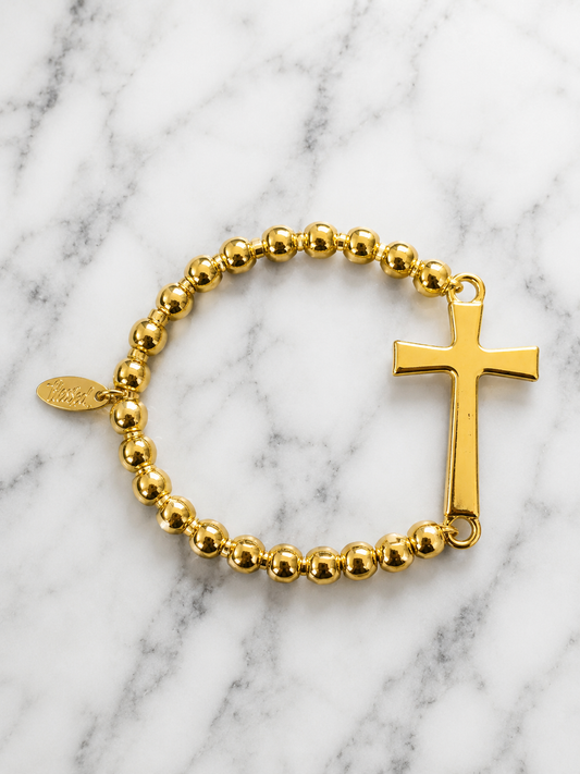 Faith Cross Stretch Bracelet – Available in Gold or Silver