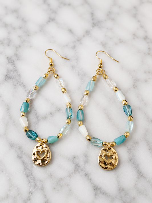 Earrings - Handmade Faith & Love Beaded Teardrop Earrings