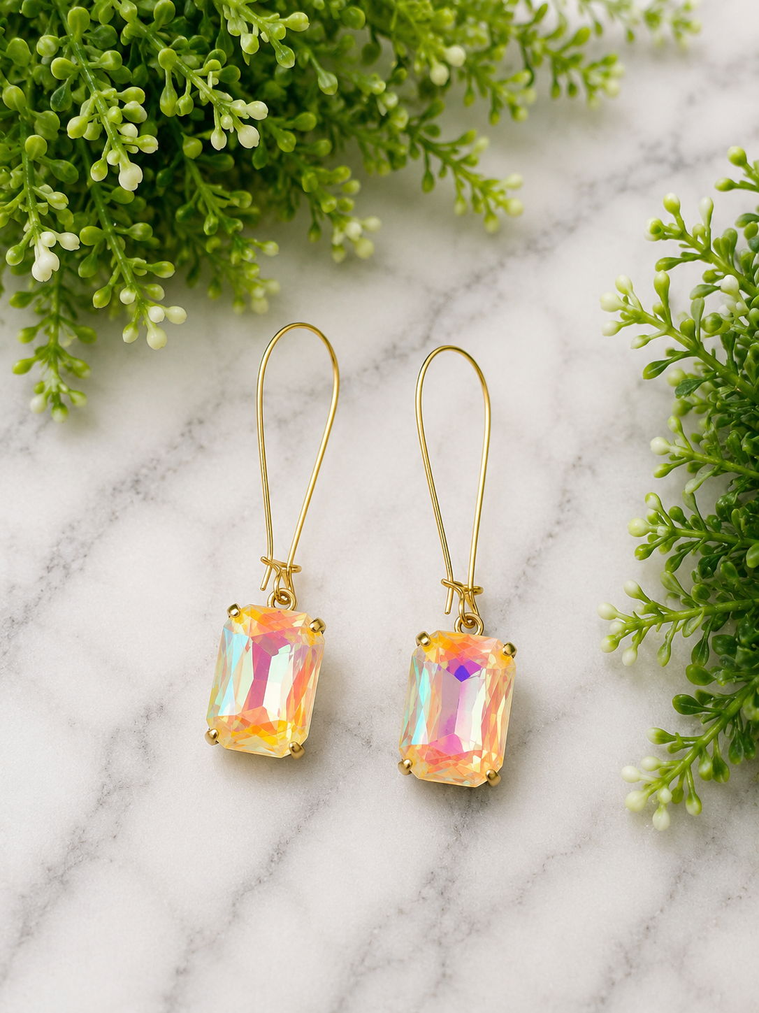 Crystal Luxe Cushion Cut Drop Earrings - available in 6 colors