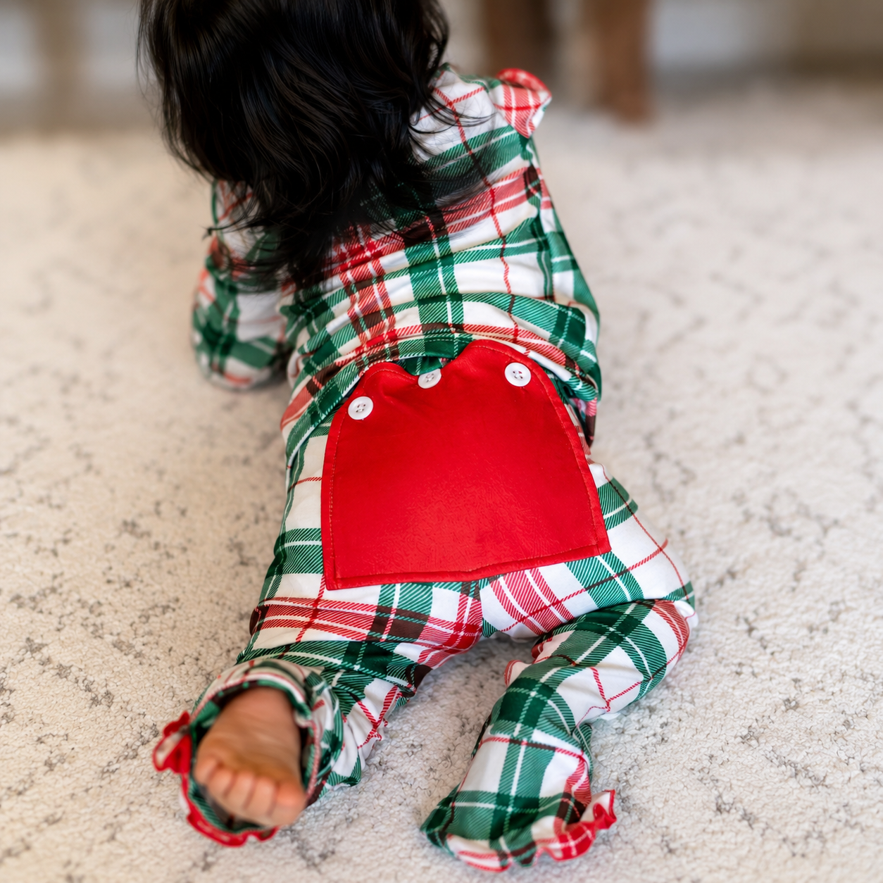 Clothing for Baby Girl - Ruffle Buttflap Pajamas - Christmas Plaid Holiday Lounge