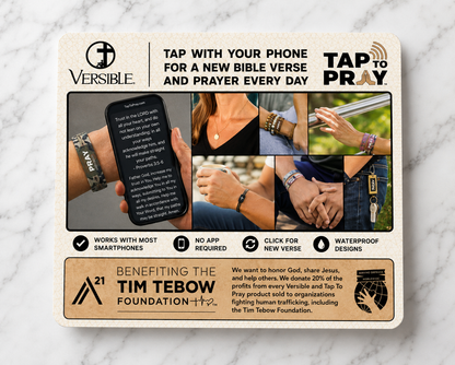 Tap to Pray® Two-Sided NFC Faith Wristband Bracelet - Multiple Styles & Colors