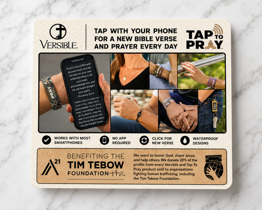 Tap to Pray® Two-Sided NFC Faith Wristband Bracelet - Multiple Styles & Colors