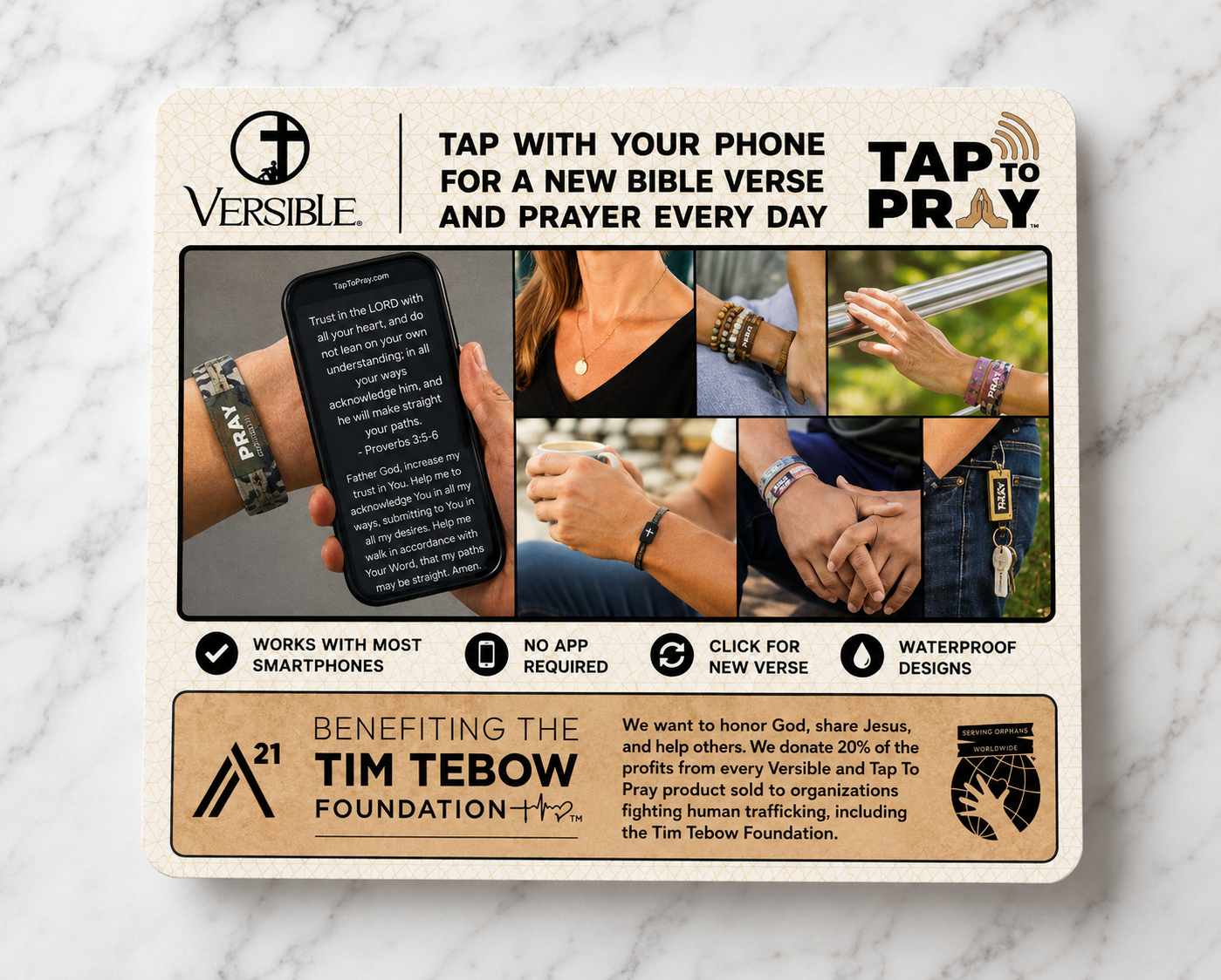 Tap to Pray® NFC Faith Vinyl Sticker - Christian Bible Verse &amp; Prayer Sticker – Available in Multiple Designs