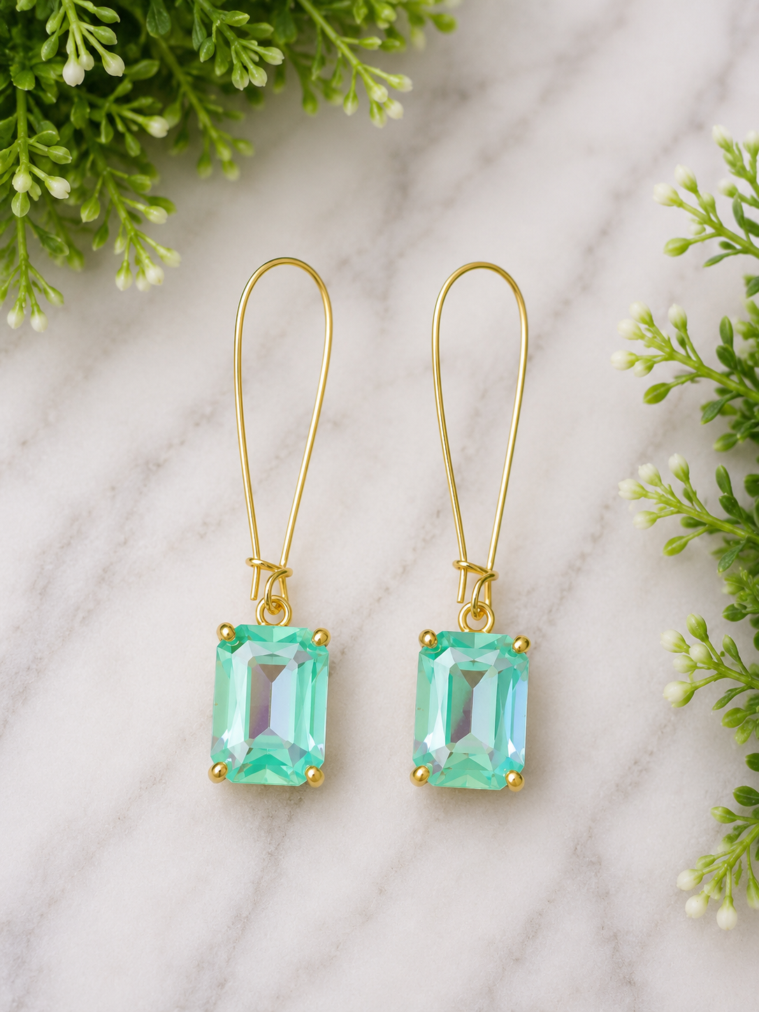 Crystal Luxe Cushion Cut Drop Earrings - available in 6 colors