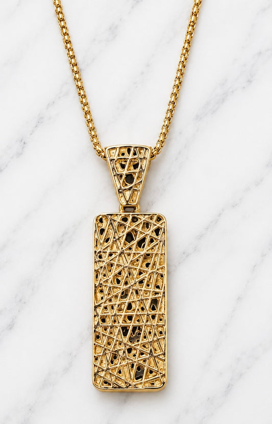 Necklace - Openwork Geometric Pendant Necklace – Available in Gold or Silver