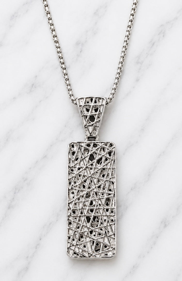 Necklace - Openwork Geometric Pendant Necklace – Available in Gold or Silver