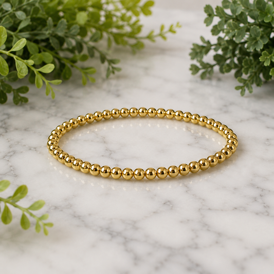 Classic Beaded Stretch Bracelet Collection | Gold, Silver, Mixed Metal &amp; Pearl | Stackable Boutique Bracelets - available in 8 styles