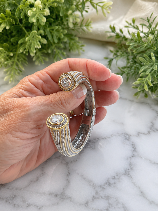 Two-Tone Crystal Cuff Bracelet
