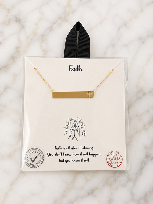 Necklace - Romans 8:28 G>^V Bar Necklace – 18K Gold Dipped