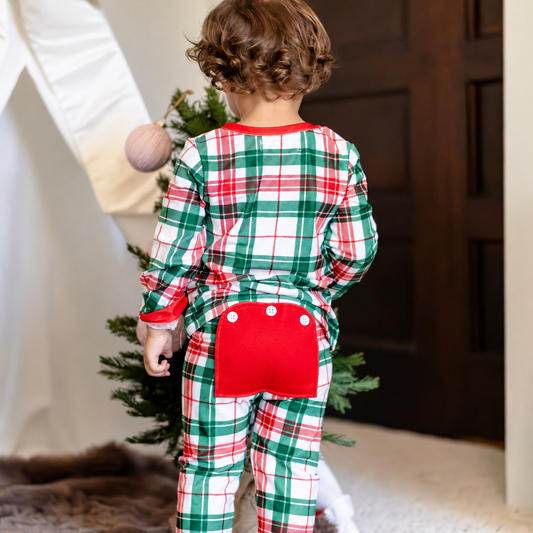 Clothing for Baby Boy - Buttflap Pajamas - Christmas Plaid Holiday Lounge