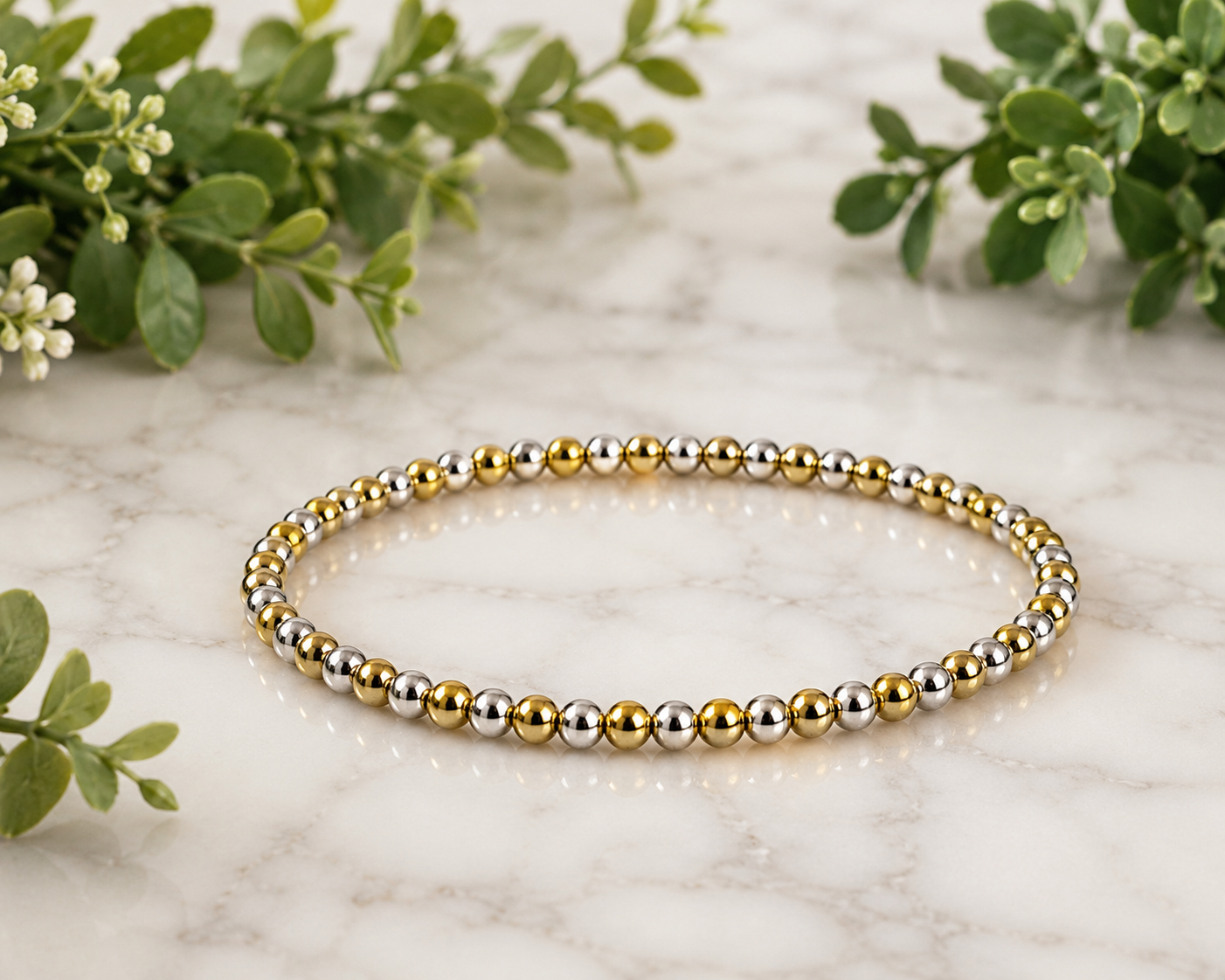 Classic Beaded Stretch Bracelet Collection | Gold, Silver, Mixed Metal &amp; Pearl | Stackable Boutique Bracelets - available in 8 styles