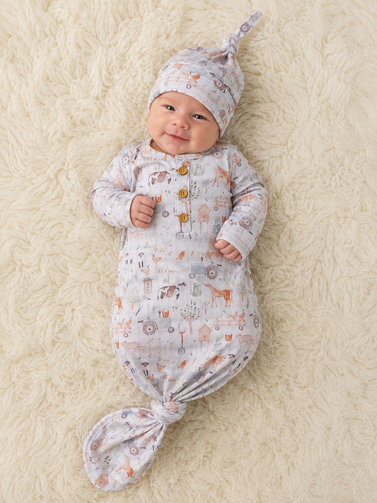Clothing for Baby Boy - Farmstead Knotted Gown