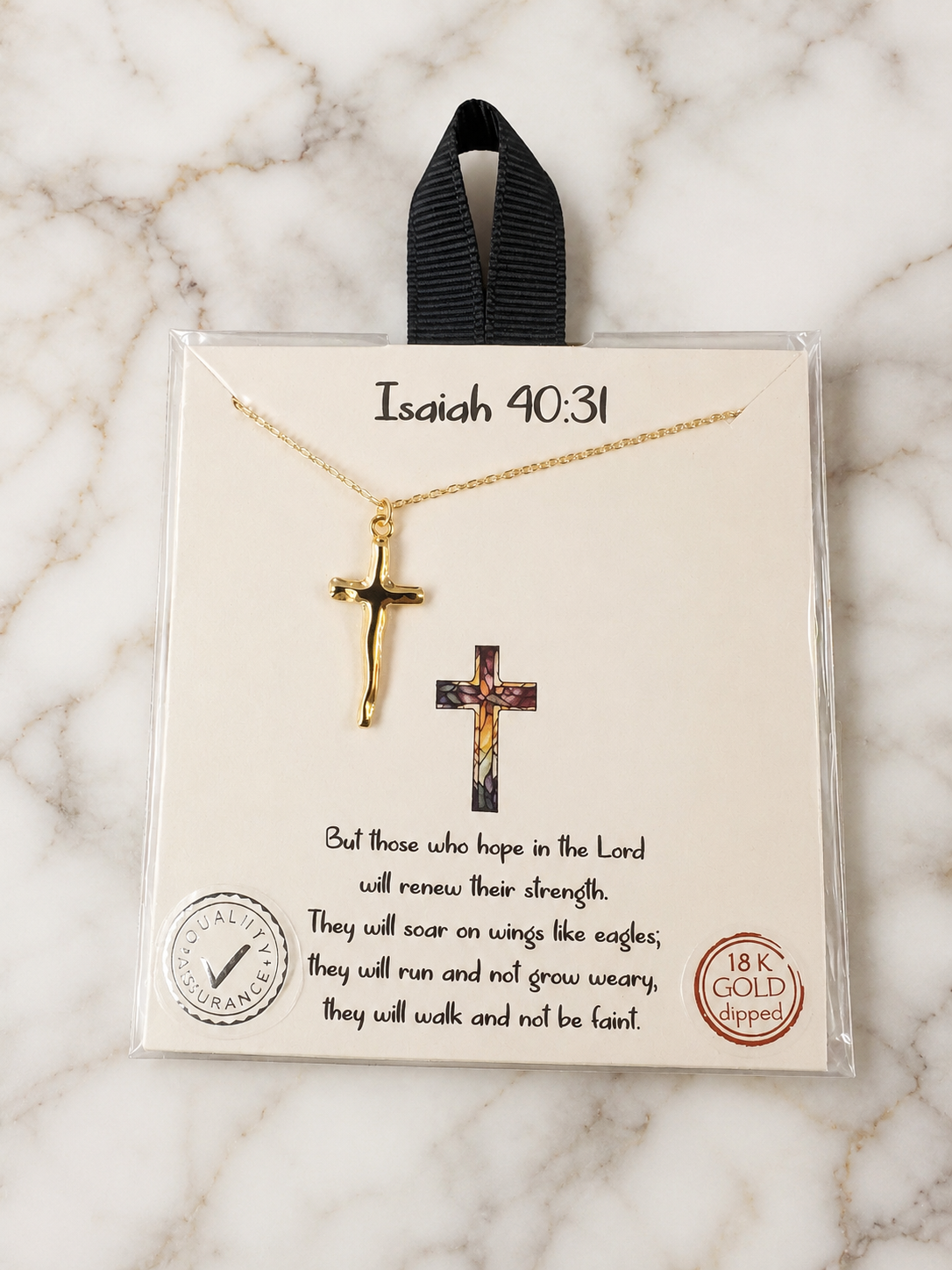 Necklaces - Isaiah 40:31 Cross Necklace – Available in Gold or Silver