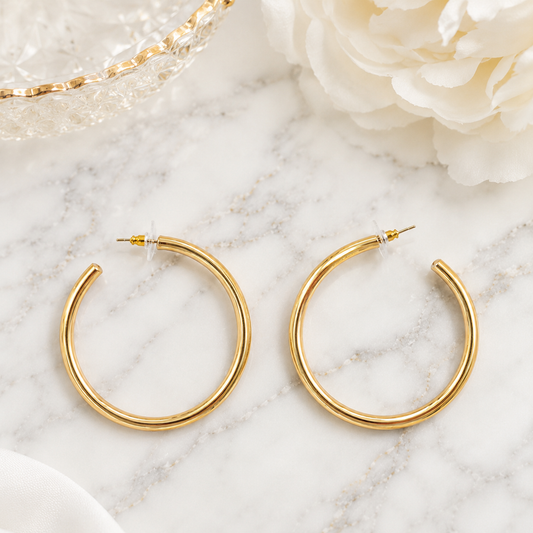 Earrings - Classic Gold Dipped Hoop Earrings – 2 1/8”