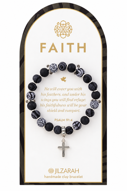 Faith Cross Clay Bead Bracelet – Available in 3 Colors
