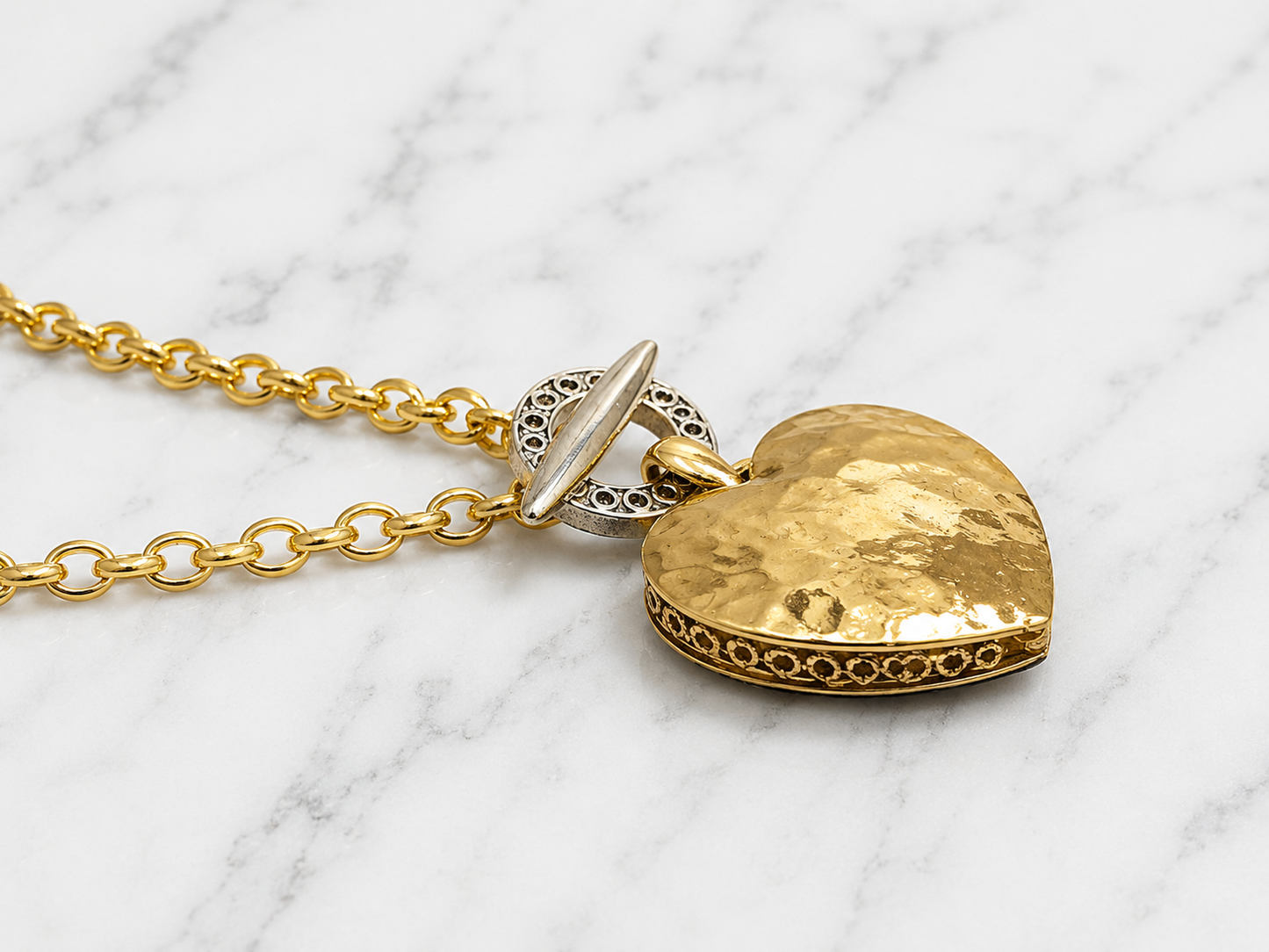 Necklace - Hammered Heart Pendant Necklace
