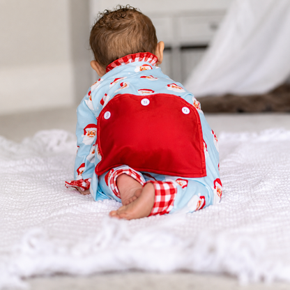 Clothing for Baby Girl - Baby Ruffle Buttflap Pajamas - Vintage Santa Holiday Lounge