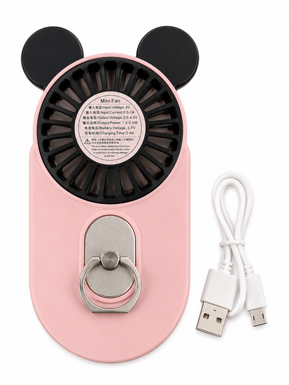 Bling Bling!! Rhinestone Mini Fan with Finger Ring Stand – Available in 2 Colors