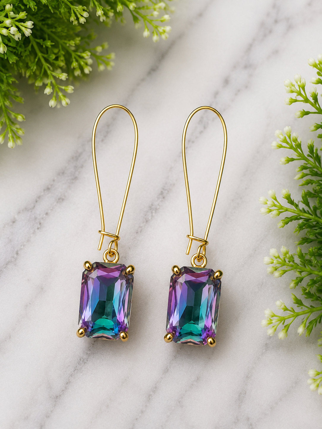 Crystal Luxe Cushion Cut Drop Earrings - available in 6 colors