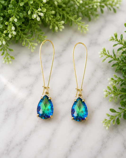 Crystal Luxe Cushion Cut Drop Earrings - available in 6 colors