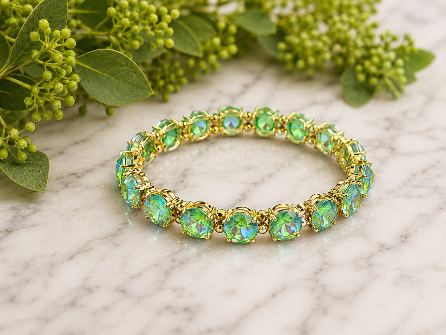Cushion Cut Glass Stretch Bracelet - available in 6 colors/styles