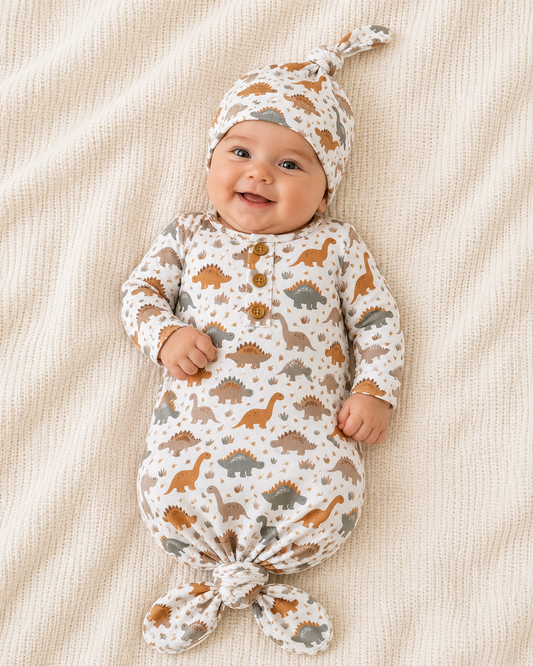 Clothing for Baby Boy - Dino Dreams Knotted Gown