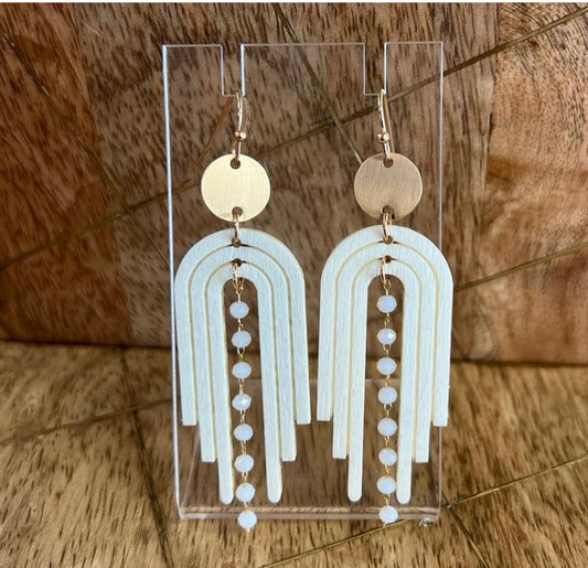 Trendy Earrings 
Available in ivory 
3"