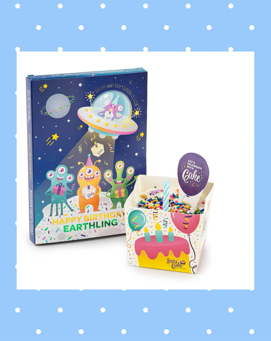 Alien Birthday Instacake Card - Celestial Vanilla Confetti Cake