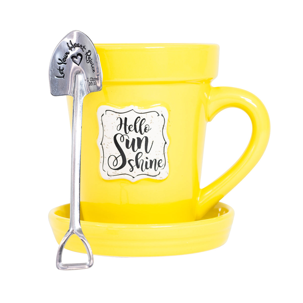 Yellow Flower Pot Mug W/ Scripture - “Hello Sunshine” Gift Set