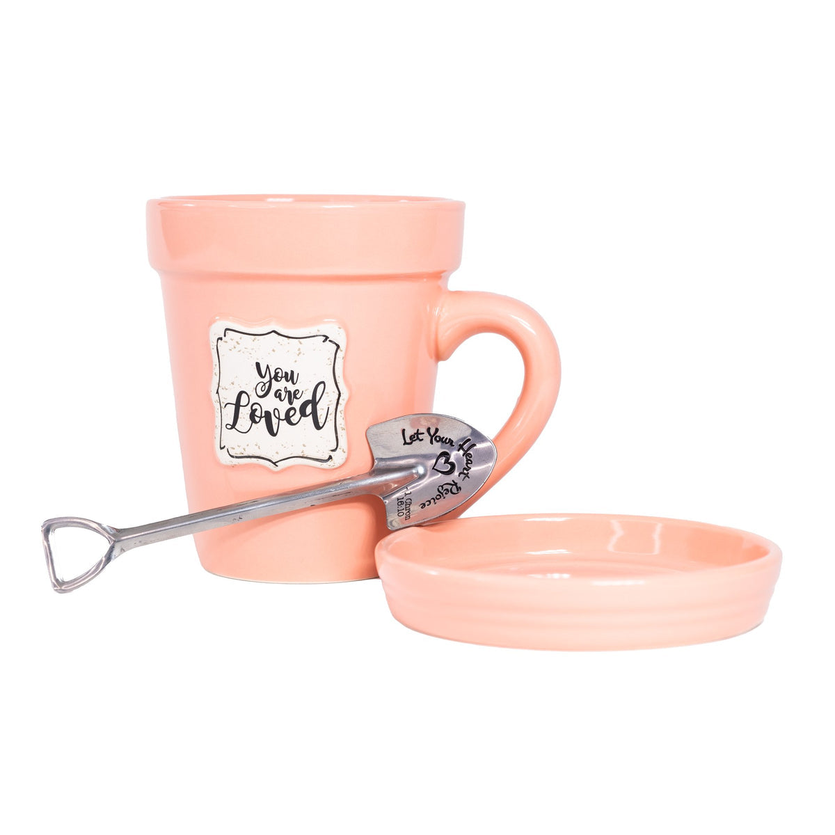 Flower Pot Mug - Peach - You Are Loved-scripture Gift Set