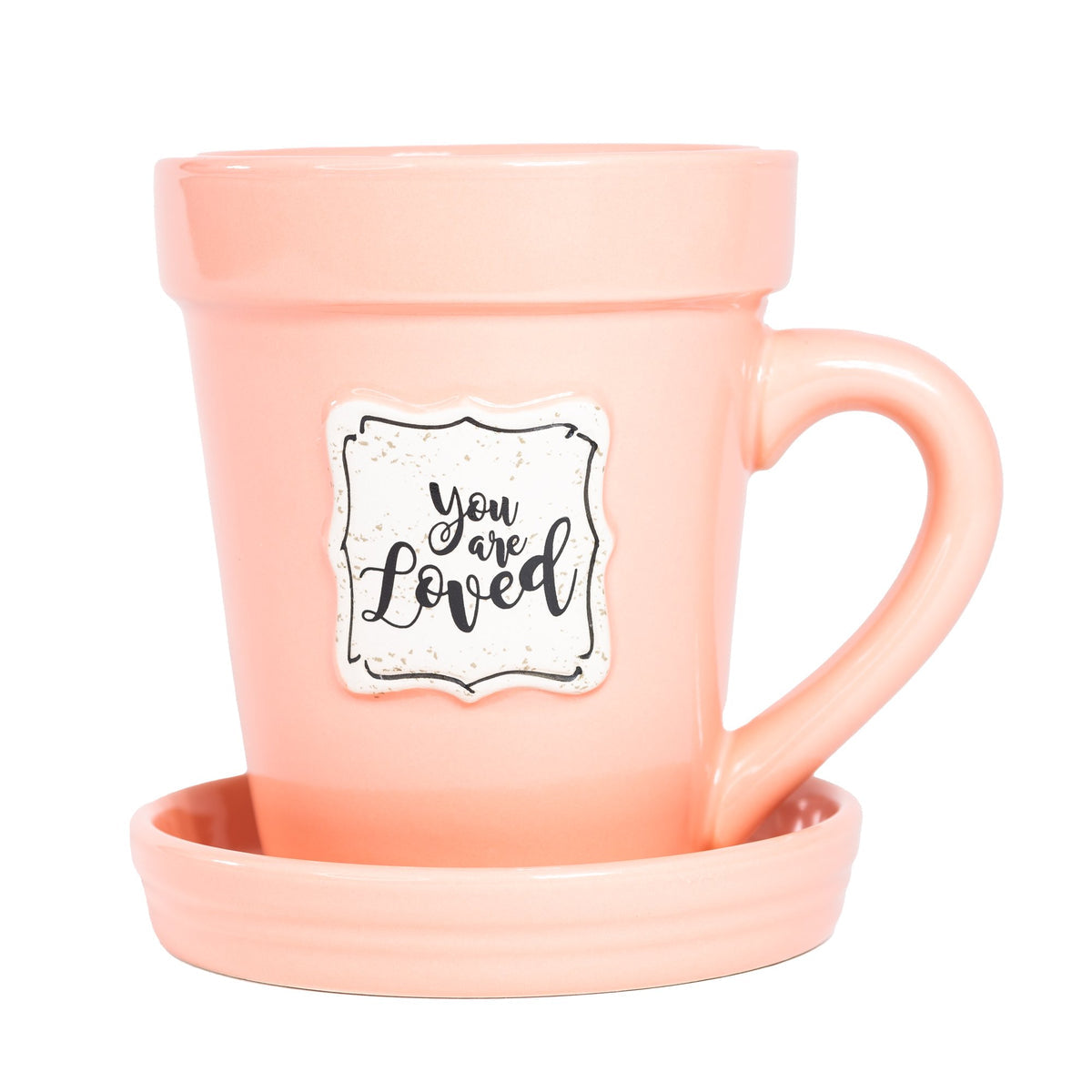 Flower Pot Mug - Peach - You Are Loved-scripture Gift Set