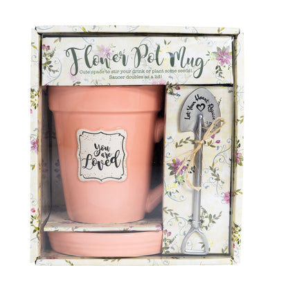 Flower Pot Mug - Peach - You Are Loved-scripture Gift Set