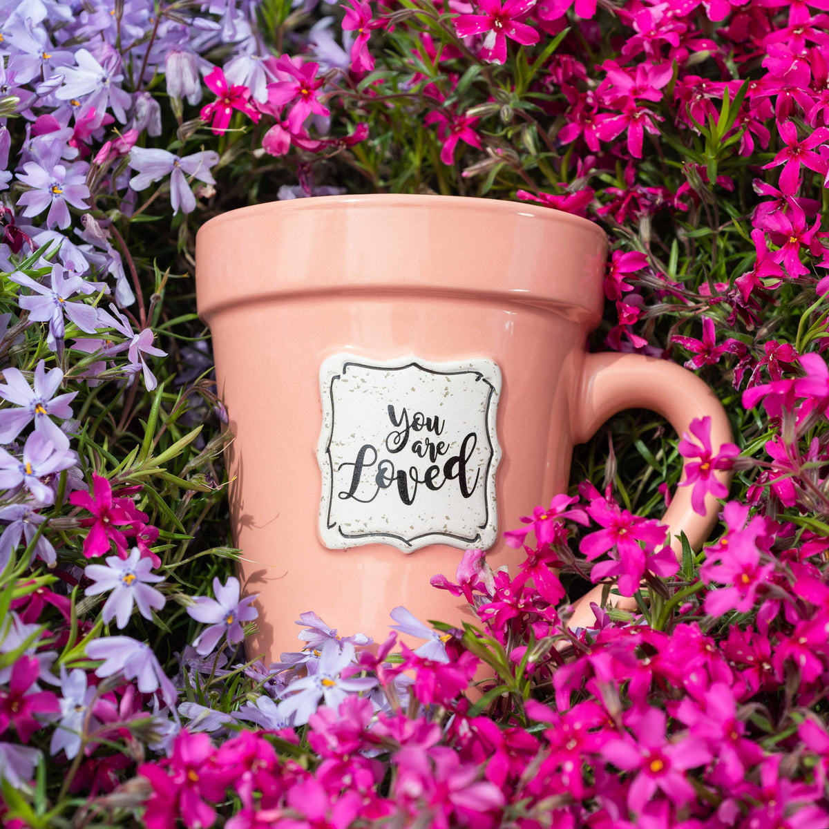 Flower Pot Mug - Peach - You Are Loved-scripture Gift Set