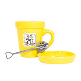 Yellow Flower Pot Mug W/ Scripture - “Hello Sunshine” Gift Set