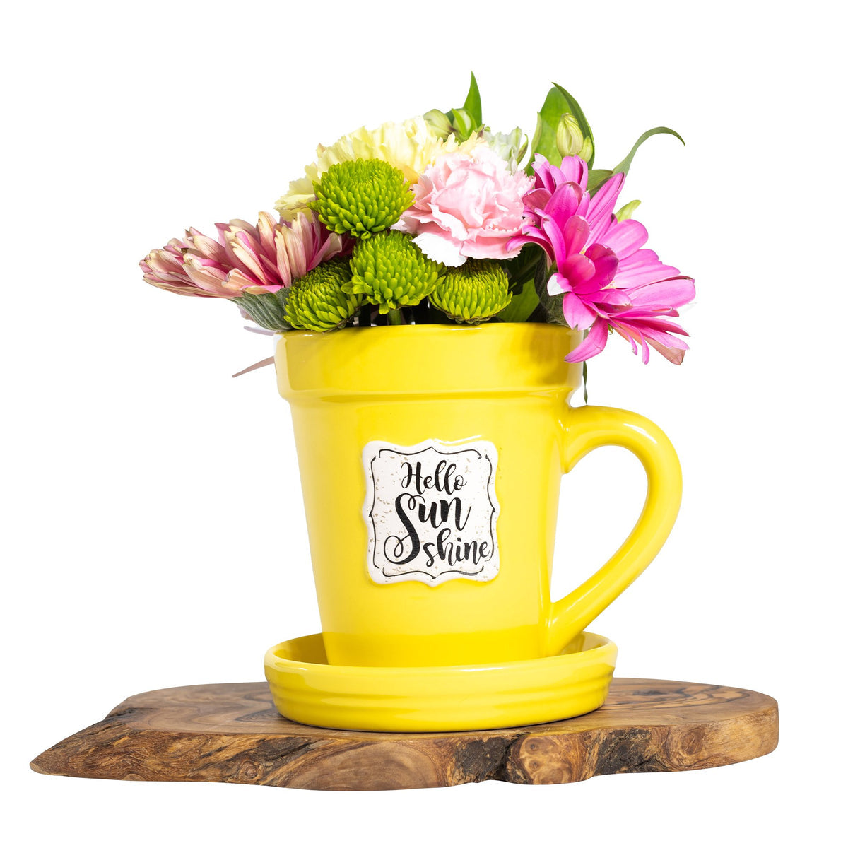 Yellow Flower Pot Mug W/ Scripture - “Hello Sunshine” Gift Set