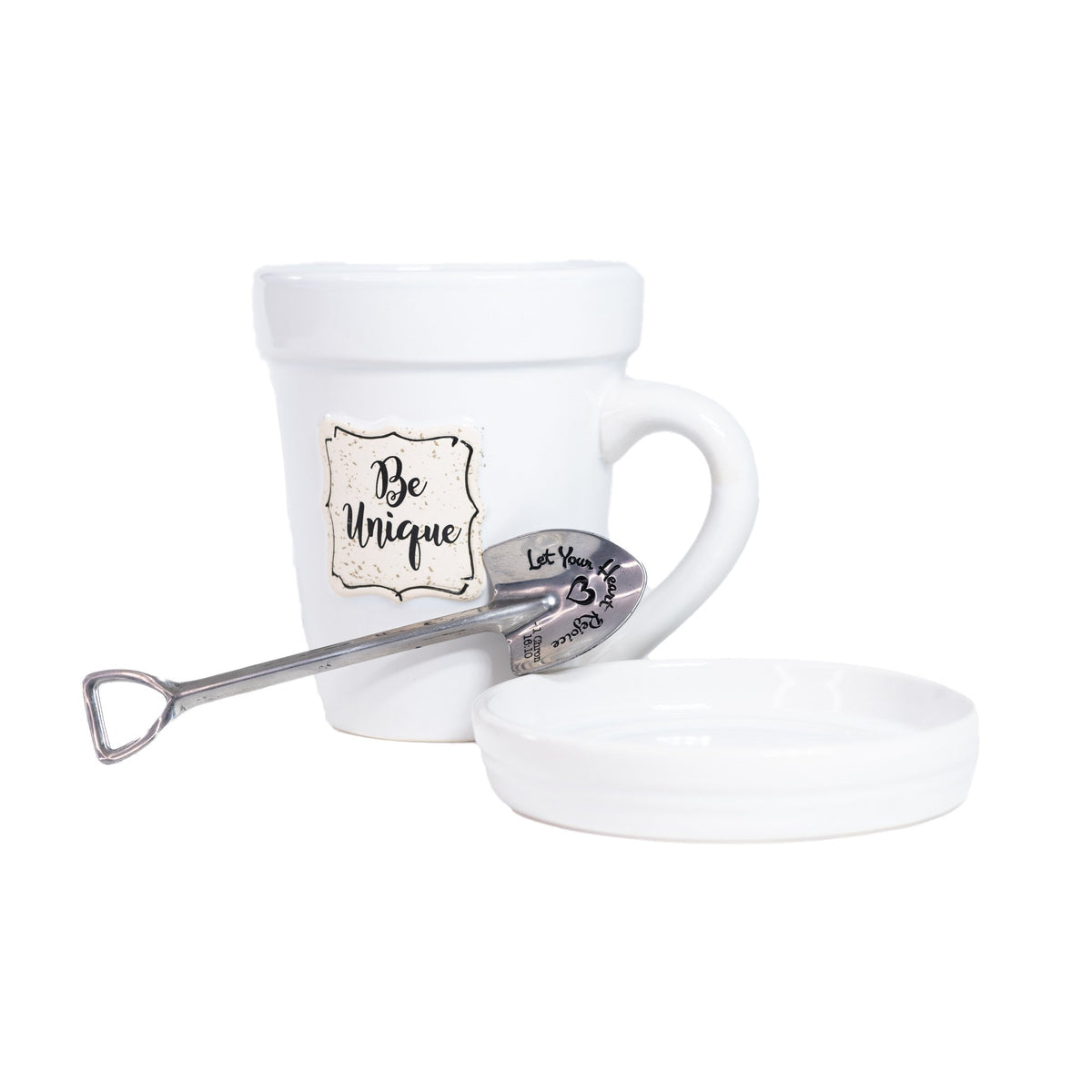 White Flower Pot Mug - “Be Unique” Gift Set