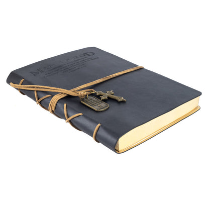 Faux Leather Journal: Man of God With Cross Charm Black