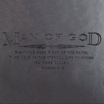 Faux Leather Journal: Man of God With Cross Charm Black