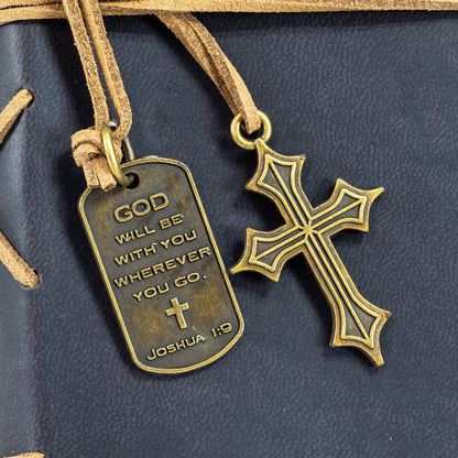 Faux Leather Journal: Man of God With Cross Charm Black