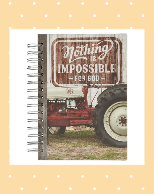 Nothing is Impossible Red Tractor Wirebound Journal - Luke 1:37